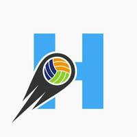 Brief h Volleyball Logo Konzept. Volleyball Sport Logo Vorlage vektor