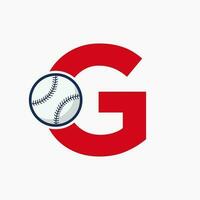 brev g baseboll logotyp begrepp med rör på sig baseboll ikon vektor mall