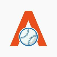 brev en baseboll logotyp begrepp med rör på sig baseboll ikon vektor mall