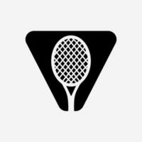 brev v padel tennis logotyp. padel racket logotyp design. strand tabell tennis klubb symbol vektor