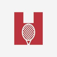 Brief h Padel Tennis Logo. Padel Schläger Logo Design. Strand Tabelle Tennis Verein Symbol vektor
