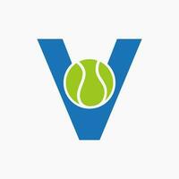 Tennis Logo auf Brief v. Tennis Sport Akademie, Verein Logo Zeichen vektor