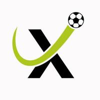 första brev x fotboll logotyp. fotboll logotyp begrepp med rör på sig fotboll ikon vektor