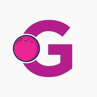 Brief G Bowling Logo. Bowling Ball Symbol mit ziehen um Ball Symbol vektor