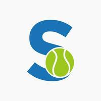 tennis logotyp på brev s. tennis sport akademi, klubb logotyp tecken vektor