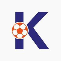 Initiale Brief k Fußball Logo. Fußball Logo Design Vektor Vorlage