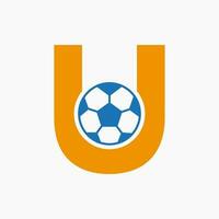 Initiale Brief u Fußball Logo. Fußball Logo Design Vektor Vorlage