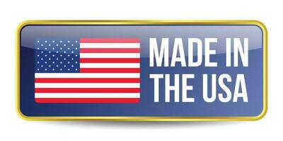 glänzend gemacht im USA Abzeichen, gemacht im das vereinigt Zustände, gemacht im das USA Emblem, amerikanisch Flagge, gemacht im USA Siegel, gemacht im USA Vektor, Symbole, Original Produkt, Vektor Illustration im 3d realistisch Stimmung