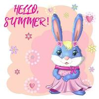 Cartoon-Kaninchen, Hasenmädchen im Kleid, Prinzessin. süßer kindlicher charakter, ostern, frühling, symbol von 2023 chinesisch neu vektor
