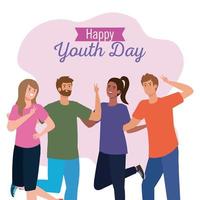 Happy Youth Day Teen Leute gruppieren sich zum Feierjugendtag youth vektor