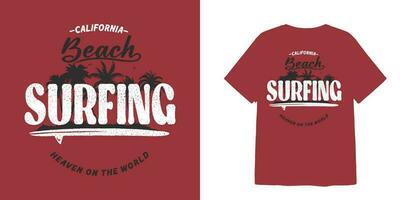 Kalifornien Strand Surfen t Hemd Design und Aufkleber vektor