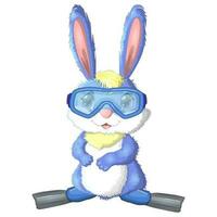 söt kanin, hare i en sommar hatt och simma ringa, simfötter. strand, Semester, semester begrepp. symbol av 2023. vektor