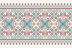 blommig korsa sy broderi på vit bakgrund.geometrisk etnisk orientalisk mönster traditionell.aztec stil abstrakt vektor illustration.design för textur, tyg, kläder, inslagning, dekoration, halsduk.