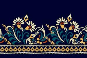 ikat blommig paisley broderi på mörk lila bakgrund.ikat etnisk orientalisk mönster traditionell.aztec stil abstrakt vektor illustration.design för textur, tyg, kläder, inslagning, dekoration, sarong