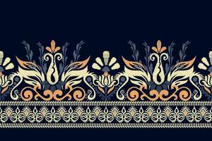Ikat Blumen- Paisley Stickerei auf lila hintergrund.ikat ethnisch orientalisch Muster traditionell.aztekisch Stil abstrakt Vektor illustration.design zum Textur, Stoff, Kleidung, Verpackung, Dekoration, Sarong.