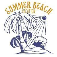 tropisch Sommer- Strand Hand gezeichnet T-Shirt Design Abzeichen Logo Vektor Illustration zum drucken und Kunst