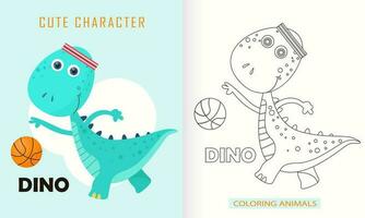 Tier Charakter Färbung Buch zum süß Dinosaurier vektor