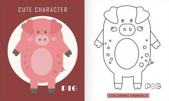 djur- karaktär färg bok för söt grisar vektor