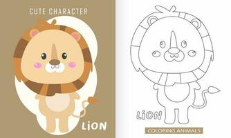 djur- karaktär färg bok för söt lejon vektor