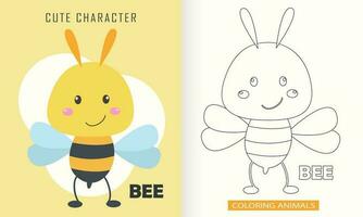 Tier Charakter Färbung Buch zum süß Biene vektor