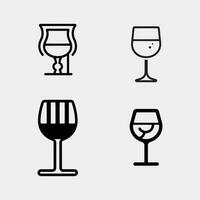 Glas von Alkohol und Wein Symbole einstellen vektor