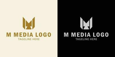 Medien Logo. Brief M, Multimedia. Brief m Initiale Logo mit Video Kamera. kreativ Logo Fachmann. einfach Vektor Design editierbar