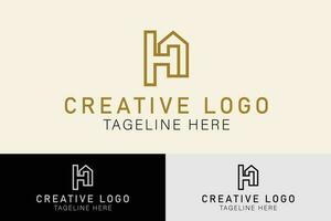hus ikon kombination logotyp med brev h. första brev h. monogram stil logotyp design. kreativ logotyp professionell. enkel design redigerbar vektor