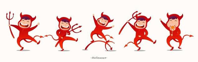 glad Halloween dag ond tecknad karaktär design vektor
