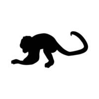 Vektor isoliert Bild von schwarz Silhouetten auf ein Weiß Hintergrund. süß Affe. Clip Art, Zeichen Symbol, Etikett, Symbol, Logo, drucken, Aufkleber.