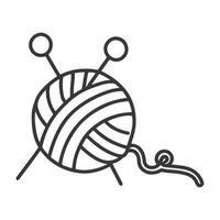 Nähen, Ball von Garn, Stricken Nadeln Vektor Linie Symbol, Zeichen, Illustration auf Weiß Hintergrund