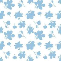 blå blommig sömlös mönster på vit vektor