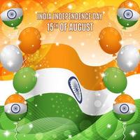 Indien-Unabhängigkeitstag-Hintergrund mit Flaggen- und Ballonzusammensetzung vektor