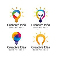 kreativ idé glödlampa ikon logo design vektor