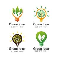 Gehen Sie grüne Idee Logo-Design-Vorlage isoliert auf Glühbirne vektor