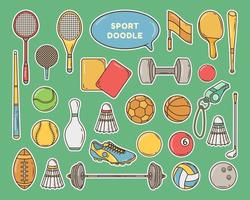 handritad tecknad sportverktyg doodle bunt design klistermärke vektor