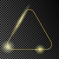 Gold glühend gerundet Dreieck Rahmen isoliert auf dunkel vektor