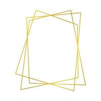 Gold geometrisch polygonal Rahmen mit leuchtenden Auswirkungen isoliert auf Weiß Hintergrund. leeren glühend Kunst Deko Hintergrund. Vektor Illustration.