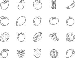 frukt linje ikoner vektor