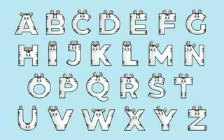 söt zebra alfabet djur- font färgrik brev vektor
