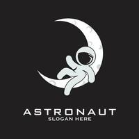 Astronaut Mond Logo Linie Kunst Design vektor