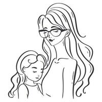 abstrakt Bild Mutter und Tochter Hand gezeichnet Illustration vektor