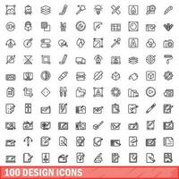 100 Design Symbole Satz, Gliederung Stil vektor