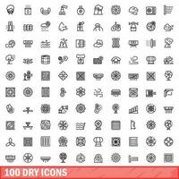 100 trocken Symbole Satz, Gliederung Stil vektor