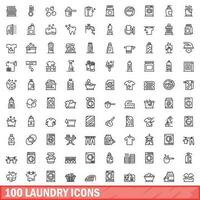 100 Wäsche Symbole Satz, Gliederung Stil vektor