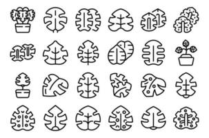 monstera ikoner uppsättning översikt vektor. handflatan blad vektor