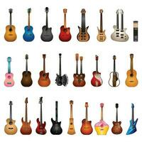 gitarr ikoner uppsättning tecknad serie vektor. sten musik vektor