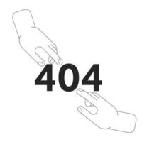 fingrar Rör svart vit fel 404 blixt meddelande. händer nå mot varje Övrig. svartvit tömma stat ui design. sida inte hittades dyka upp tecknad serie bild. vektor platt översikt illustration begrepp