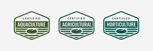 Zertifiziertes Abzeichen-Logo-Design für Agrotechnologie- oder Agrartechnologie-Unternehmensschulungsabzeichen-Zertifikate Vektorsymbol-Landwirtschaftsgeschäftsvorlage vektor