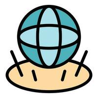 Globus Hologramm Projektion Symbol Vektor eben
