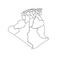 Doodle-Karte von Algerien mit Staaten vektor